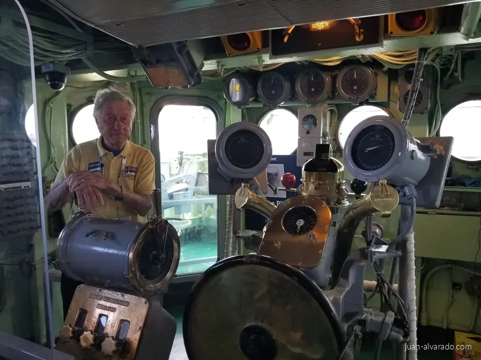 Inside a control room at the Intrepid Museum
