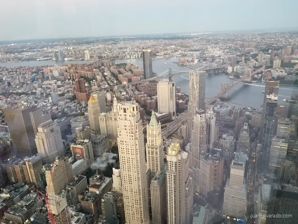 Lower Manhattan's towers at dusk