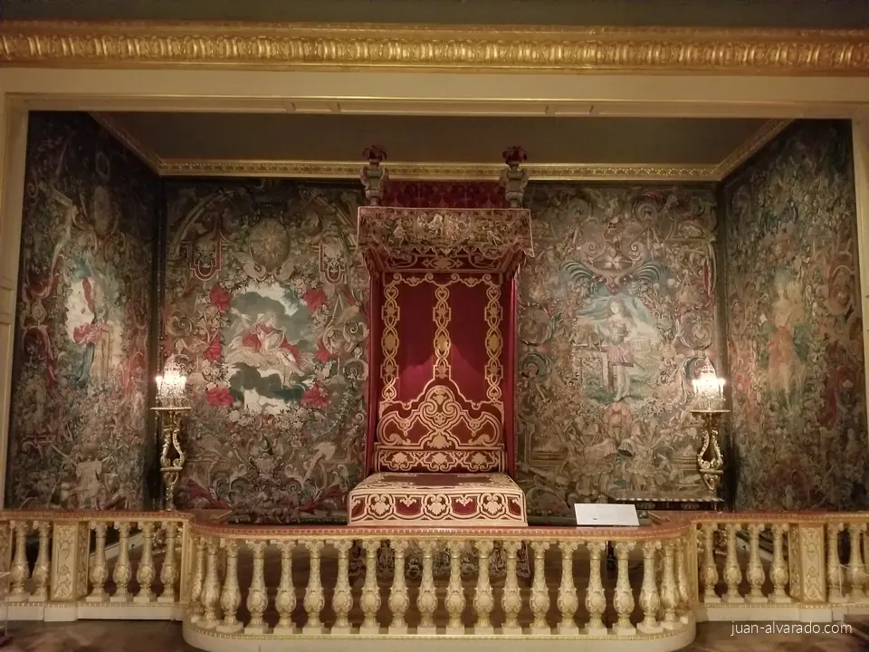A period room with tapestries at the Met