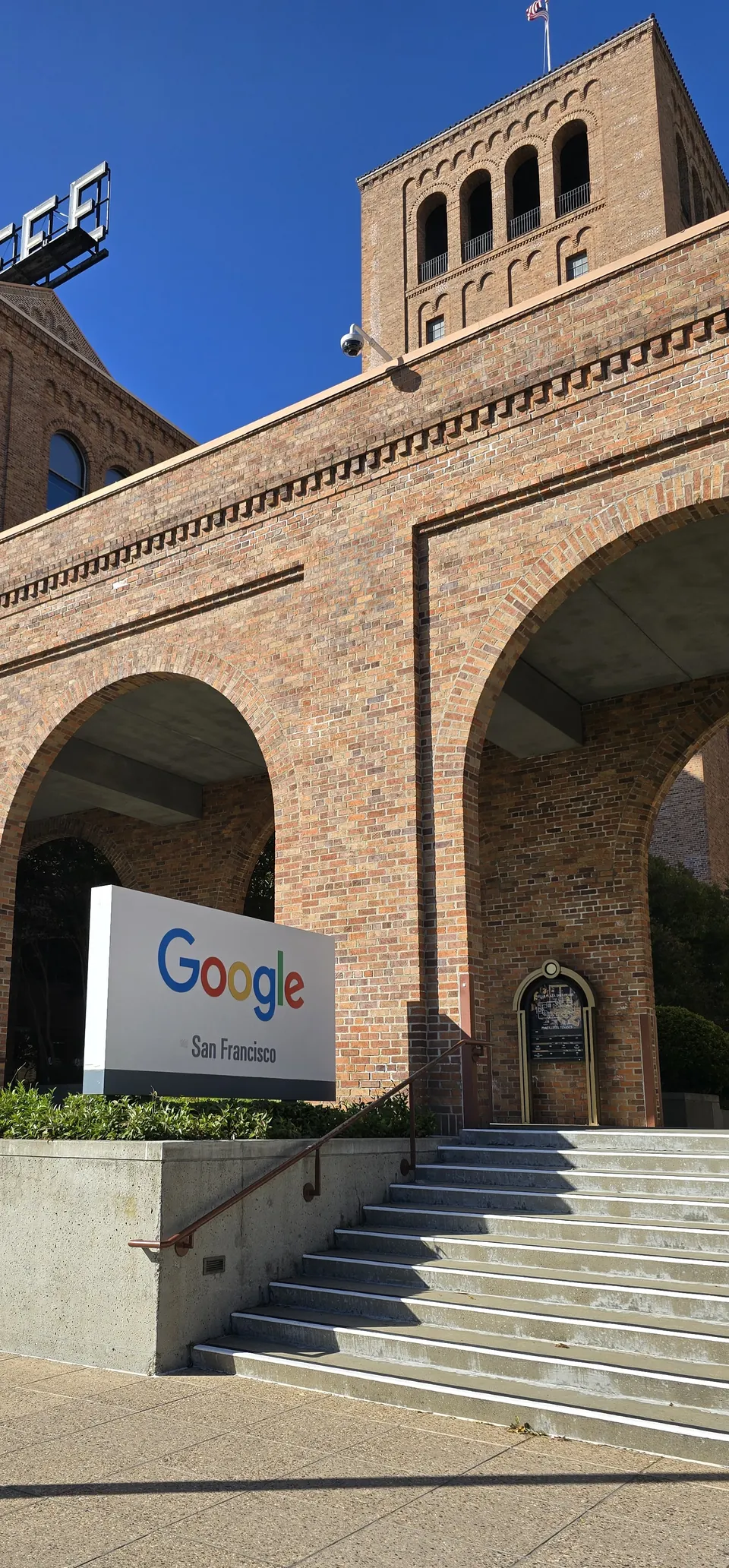 Google sign outside a brick building in San Francisco