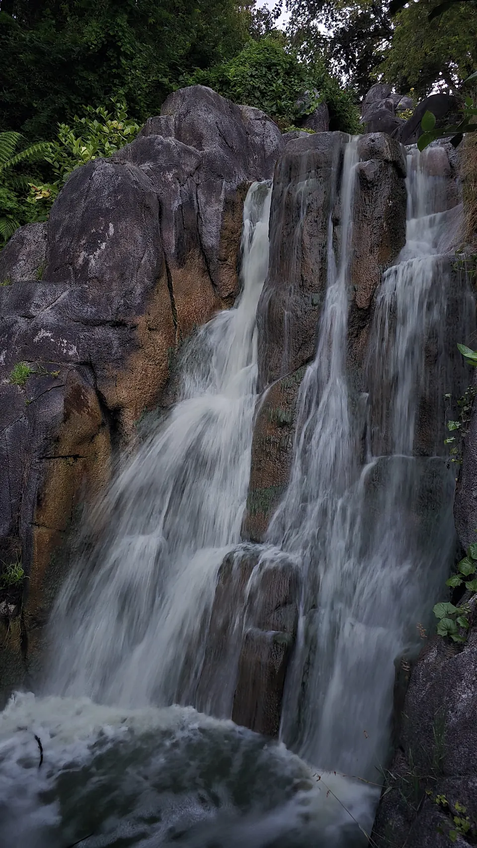 A waterfall tumbling over rocks