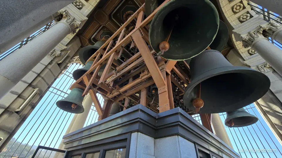 Inside the carillon bell chamber