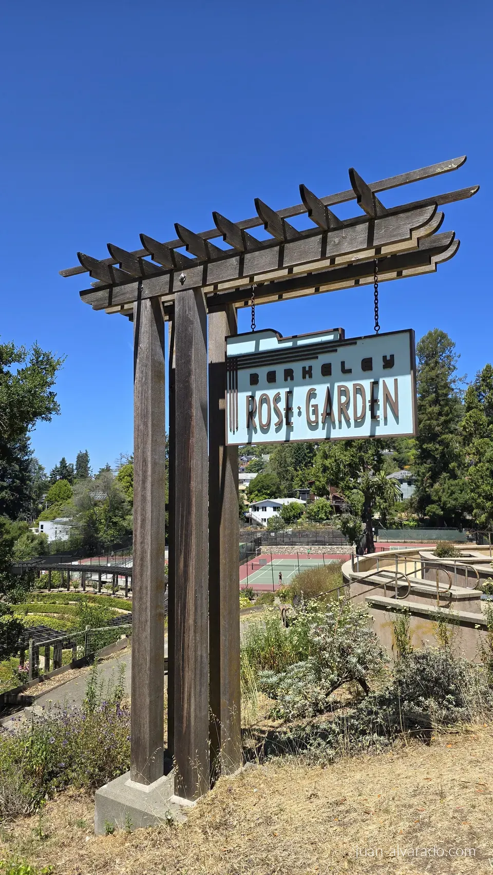 The entrance to a garden near campus