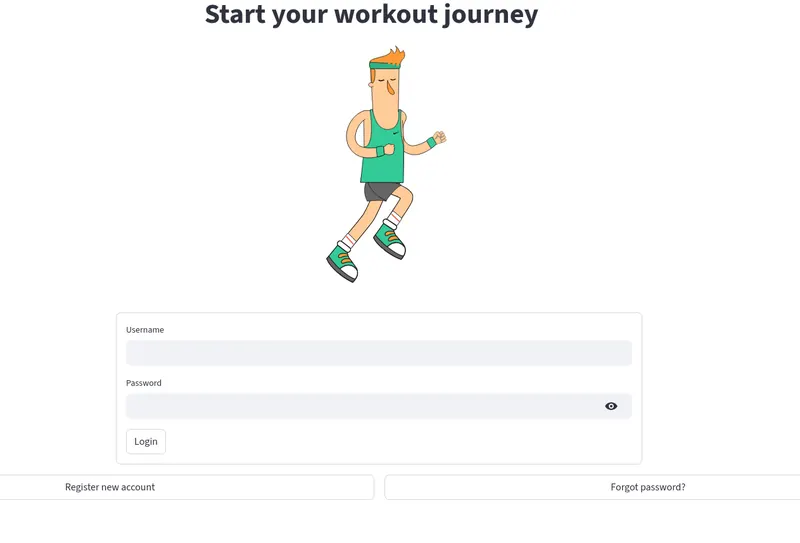 Workout Activity App sign-in screen with a cartoon runner